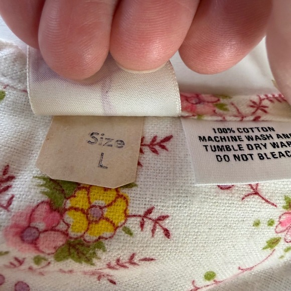 Heiress Vintage Floral Cotton Nightgown Pink Yellow Ruffle Long Sleeve Large - Picture 4 of 6